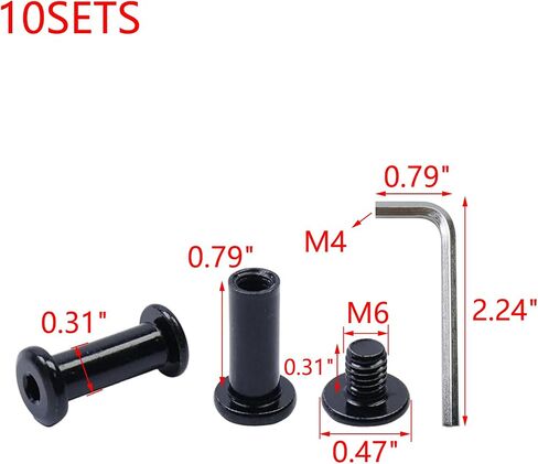 MY MIRONEY 10 Sets Binding Post Screw Hex Drive Socket Cap Bolts Stainless Steel Binding Bolts and Barrel Nuts Kit, for Furnitures Leather Belt Buckle, M6 x 8mm x 10mm in Saudi Arabia