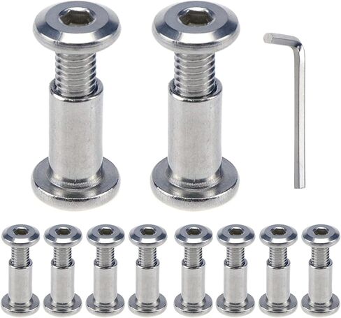 MY MIRONEY 10 Sets Binding Post Screw Hex Drive Socket Cap Bolts Stainless Steel Binding Bolts and Barrel Nuts Kit, for Furnitures Leather Belt Buckle, M6 x 8mm x 10mm in Saudi Arabia