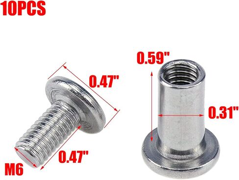 MY MIRONEY 10 Sets Binding Post Screw Hex Drive Socket Cap Bolts Stainless Steel Binding Bolts and Barrel Nuts Kit, for Furnitures Leather Belt Buckle, M6 x 8mm x 10mm in Saudi Arabia