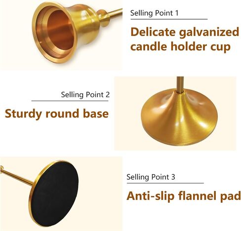 Brass Gold Candlestick Holders Set of 6, Taper Candle Holders for Table Centerpiece Fits 3/4 inch Candles, Metal Candle Sticks Holder Decor for Home, Wedding, Dinning, Party, Anniversary in Saudi Arabia
