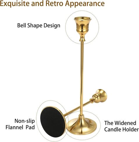 Brass Gold Candlestick Holders Set of 6, Taper Candle Holders for Table Centerpiece Fits 3/4 inch Candles, Metal Candle Sticks Holder Decor for Home, Wedding, Dinning, Party, Anniversary in Saudi Arabia