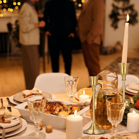 Brass Gold Candlestick Holders Set of 6, Taper Candle Holders for Table Centerpiece Fits 3/4 inch Candles, Metal Candle Sticks Holder Decor for Home, Wedding, Dinning, Party, Anniversary in Saudi Arabia