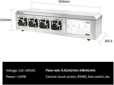 AC110V-240V 4 قناة مضخة تمعجية منخفضة التدفق 0.01 مل / دقيقة - 248 مل / دقيقة كاموير NP04-KCS عالية الدقة للبرمجة محرك متدرج مضخة الجرعات السائلة مع شاشة تعمل باللمس التطبيق واي فاي التحكم عن بعد in Kuwait