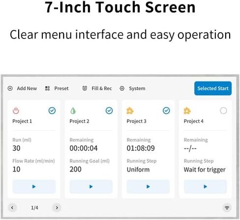 AC110V-240V 4 قناة مضخة تمعجية منخفضة التدفق 0.01 مل / دقيقة - 248 مل / دقيقة كاموير NP04-KCS عالية الدقة للبرمجة محرك متدرج مضخة الجرعات السائلة مع شاشة تعمل باللمس التطبيق واي فاي التحكم عن بعد in Kuwait