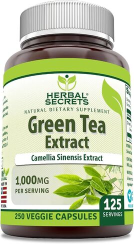 Amazing Nutrition Herbal Secrets Green Tea Extract 1000 Mg per Serving | Veggie Capsules Supplement | Non-GMO | Gluten-Free | Made in USA (1 Pack, 120 Count) in Saudi Arabia