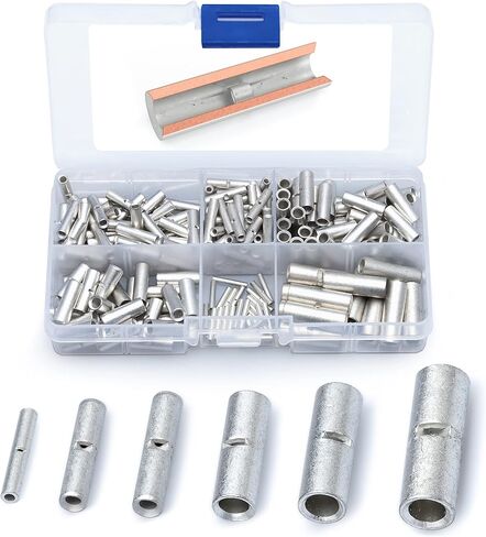 Wirefy 200 PCS Non Insulated Butt Connectors Kit - Butt Splice Connectors - Uninsulated Crimp Wire Connectors - 24-8 AWG in Saudi Arabia