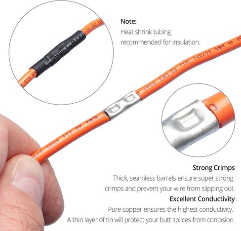 Wirefy 200 PCS Non Insulated Butt Connectors Kit - Butt Splice Connectors - Uninsulated Crimp Wire Connectors - 24-8 AWG in Saudi Arabia
