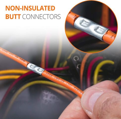 Wirefy 200 PCS Non Insulated Butt Connectors Kit - Butt Splice Connectors - Uninsulated Crimp Wire Connectors - 24-8 AWG in Saudi Arabia