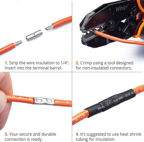Wirefy 200 PCS Non Insulated Butt Connectors Kit - Butt Splice Connectors - Uninsulated Crimp Wire Connectors - 24-8 AWG in Saudi Arabia