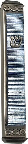 Accordion Art Glass Mezuzah, Easy Mount Indoor or Outdoor Weatherproof Metal Case Gift Box and Non-Kosher Scroll Included Hand Made in USA Guaranteed for Life! (Silver) in Saudi Arabia