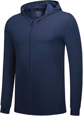 Men’s Lightweight UPF 50+ Sun Protection Jacket, Long Sleeve Quick-Dry Thin Hooded Cooling Shirt with Pockets Outdoor Hiking in Saudi Arabia