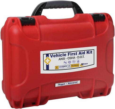 Vehicle First Aid Kit - DOT/ANSI/OSHA Compliant - Metal - Portable & Mountable - Waterproof - First Aid Kits for Businesses, Construction, Commercial Vehicles, Workplaces - 115 Pcs in Saudi Arabia
