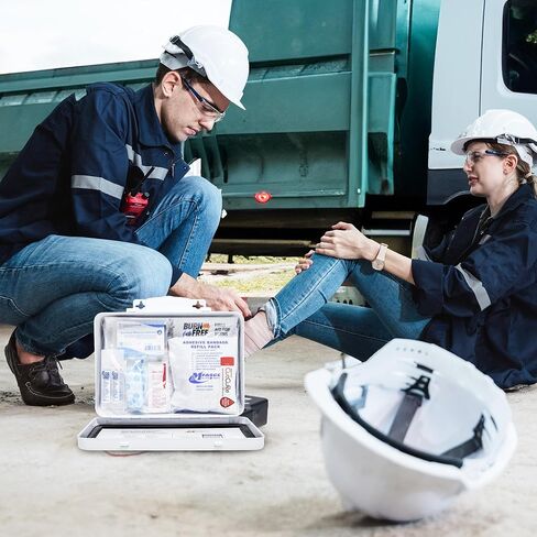Vehicle First Aid Kit - DOT/ANSI/OSHA Compliant - Metal - Portable & Mountable - Waterproof - First Aid Kits for Businesses, Construction, Commercial Vehicles, Workplaces - 115 Pcs in Saudi Arabia