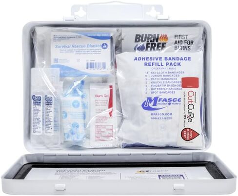 Vehicle First Aid Kit - DOT/ANSI/OSHA Compliant - Metal - Portable & Mountable - Waterproof - First Aid Kits for Businesses, Construction, Commercial Vehicles, Workplaces - 115 Pcs in Saudi Arabia