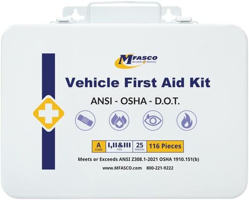 Vehicle First Aid Kit - DOT/ANSI/OSHA Compliant - Metal - Portable & Mountable - Waterproof - First Aid Kits for Businesses, Construction, Commercial Vehicles, Workplaces - 115 Pcs in Saudi Arabia