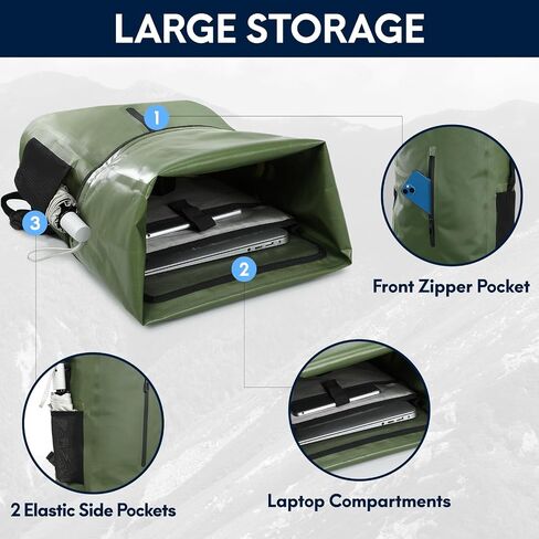 Haimont Dry Backpack Waterproof TPU Bag 30L, Lightweight Roll Top Dry Bag with Laptop Pocket for Kayaking, Boating, Rafting in Saudi Arabia