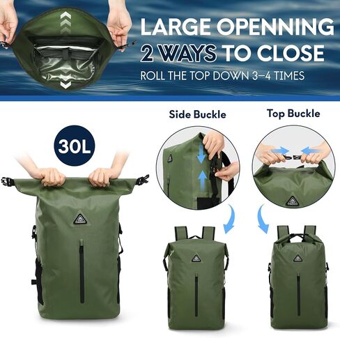 Haimont Dry Backpack Waterproof TPU Bag 30L, Lightweight Roll Top Dry Bag with Laptop Pocket for Kayaking, Boating, Rafting in Saudi Arabia