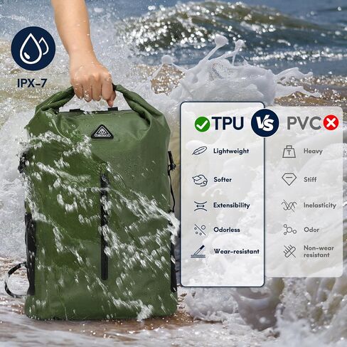 Haimont Dry Backpack Waterproof TPU Bag 30L, Lightweight Roll Top Dry Bag with Laptop Pocket for Kayaking, Boating, Rafting in Saudi Arabia