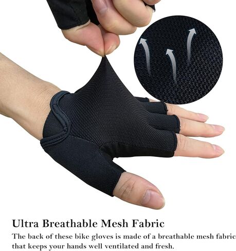 قفازات YKYWBIKE لركوب الدراجات للرجال والنساء، قفازات دراجة مسامية، قفازات رياضية مبطنة مضادة للانزلاق، قفازات دراجة نصف إصبع، قفازات دراجة MTB ممتصة للصدمات in Kuwait