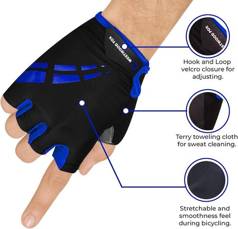 Cycling Gloves for Men Women,Half Finger Unisex Gel Padded Anti-Slip Mountain Bike Gloves, Breathable Shock Absorption Grip Palm Bicycle Summer Riding MTB Bike Gloves in Kuwait