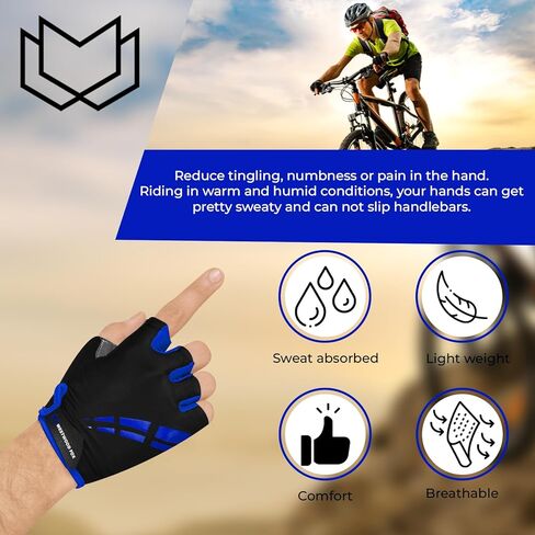 Cycling Gloves for Men Women,Half Finger Unisex Gel Padded Anti-Slip Mountain Bike Gloves, Breathable Shock Absorption Grip Palm Bicycle Summer Riding MTB Bike Gloves in Kuwait