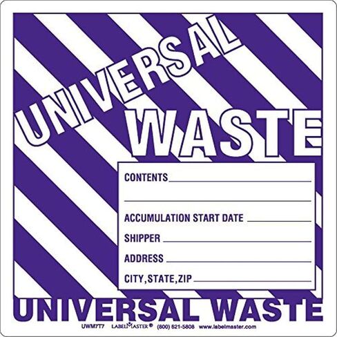 Labelmaster - UWM7T7 UW05T ملصق نفايات عالمي، مخزون ورق، لفة واحدة، ملصق نفايات مقاس 6 بوصات مع مولد in Saudi Arabia