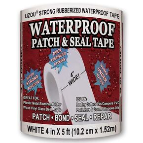 Flexible Tape, 4 in x 5 ft, Black,Thick Heavy Duty Rubberized Waterproof Tape - Seal and Patch Leaks, Works Underwater, Indoor Outdoor Projects - Home RV Roof Plumbing and Pool Repairs,White
