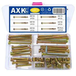 Baby Bed Crib Screws Hardware Replacement Kit, 25-Set M6x40mm/ 50mm/ 60mm/ 70mm/ 80mm Hex Drive Socket Cap Screws Barrel Nuts