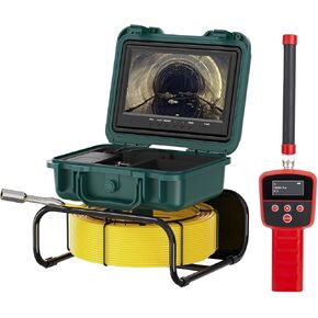 Sewer Camera with Locator,16GB JQKJCAM 1080P Pipe Camera Self Leveling Plumbing Endoscope with 12 LED Light 9" Ultra HD Screen Meter Counter for Precise Home Industrial Pipe Inspections (10M/32.8FT)