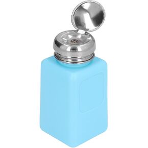 Oumefar 200ML Press Type Solvent Dispenser ESD Safe Anti Static Square Bottle ESD Safe Alcohol Dispenser Pump Bottle Liquid Dispenser with Stainless Steel Lid(Blue)