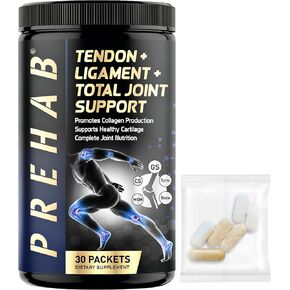 PREHAB Tendon + Ligament + Total Joint Support | Joint Supplement for Athletes | 40 Ingredient Super Complex | Glucosamine Chondroitin MSM Turmeric Boswellia | Premium Tendon Ligament Joint Supplement