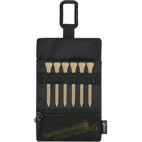Cosmos Golf Pouch Bag Golf Tees Holder Golf Ball Pocket, Zippered Golf Valuables Pouch Golf Accessories Belt Bag with Carabiner for Golf Balls, Tees, Ball Markers, Divot Tools, Phone, Keys