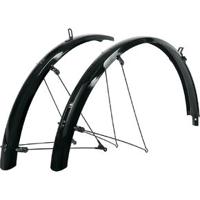 SKS GERMANY BLUEMELS Basic 26 Inch 53 mm Black Set Mudguard Set, Bicycle Accessories (Robust Sandwich Construction, ASR Safety System, V-Struts with Fixed Bridges for Flexible Adjustment), Black