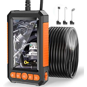 Endoscope Camera with Light, 4.3' IPS Screen Industrial Borescope Camera, 1080P HD Inspection Snake Camera with 8 LED Lights, IP67 Waterproof Sewer Endoscope, 16.4FT Semi-Rigid Cord Bore Scope