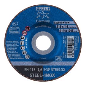 PFERD Depressed Centre Cut-Off Wheel - Type 27, Aluminum Oxide A, 4-1/2" Diameter x .045" Thickness, 7/8" Bore, 13300 Max RPM - High-Performance Cutting Discs (25 Pack) - Part 63172