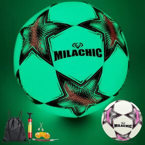 Soccer Ball, Glow in The Dark Soccer Ball Size 3/4 / 5 with Pump, Glowing Luminious Soccer Balls Gifts for Boys, Girls, Men, Women Indoor-Outdoor Soccer Training