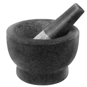 ChefSofi Mortar and Pestle Set - 6 Inch - 2 Cup Capacity - Unpolished Heavy Granite for Enhanced Performance and Organic Appearance - INCLUDED: Anti-Scratch Protector