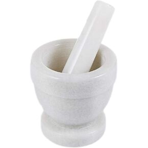 Mortar and Pestle Set 4x4 inch, Natural Stone Surface Polished For Easy Cleaning, Heavy/Durable/Elegant (Pearl White)
