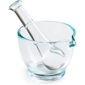 8oz Glass Mortar and Pestle Bowl, Medicine Grinder and Mixer for Pharmacy or Science Lab