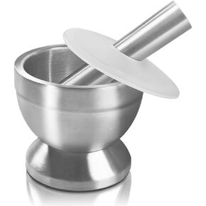 Mortar and Pestle, Sopito 18/8 Stainless Steel Spice Grinder Pill Crusher with Lid for Crushing Grinding Ergonomic Design with Anti Slip Base and Comfy Grip