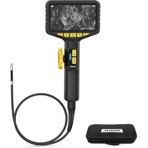 AUTOOL Two-Way 210° Endoscope Camera with Light, 0.24inch Borescope Inspection Camera, 5-inch 1080P Snake Camera with LED Light 3FT Flexible Cable, 32GB SD Card