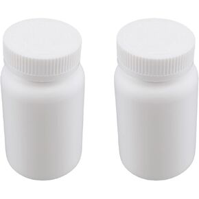 Othmro PE Plastic Lab Chemical Reagent Bottles 2pcs, 200ml/6.8oz Wide Mouth 42mmID Round Sample Liquid Storage Container Sealing Bottles White with Cap