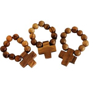 Holy Land Market Olive Wood Finger Rosary (Set of Three)