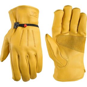 Wells Lamont Cowhide Leather Gloves Leather Work Gloves with Wrist Closure DIY Yardwork Construction Motorcycle Small Wells Lamont, Saddletan, Small Pack of 1 US