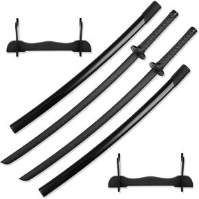 2 Pcs Katana Sword Polypropylene Katana Training Samurai Sword Performing Katana Training Katana Japanese Sword Katana Cosplay with 2 Pcs Display Stand