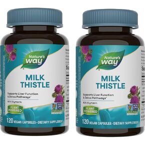 Nature's Way Milk Thistle Premium Blend 80% Silymarin per serving Non-GMO 120 Capsules