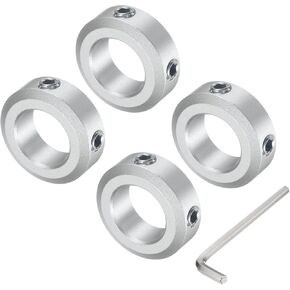 uxcell Set Screw Shaft Collar for 14mm Shaft, 4pcs Clamping Collars 24mm OD, 8mm Thickness, Aluminum Alloy Clamp-On Collar with M5 Set Screws and a Wrench