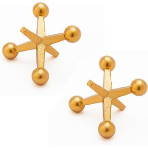 Retro Silver Jack Knick Knacks for Shelves(Set of 2) Silver Small Decor Items, Silver Accent Table Decor, Lightweight Resin Material Decorative Jack Ball