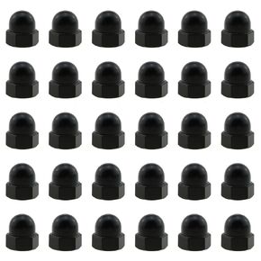 30PCS Hexagonal Decorative Cap Nut Black M6 Nylon Spherical Plastic Nut Cover Hexagonal Round Nut for Mechanical and Telecommunication Equipment and Furniture Decoration