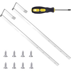 professional door mirror hooks for full-length mirrors and floor mirrors with 4 levels of height adjustment, 2 pieces of Silver door mirror hooks - with metal cross screwdriver - stickers